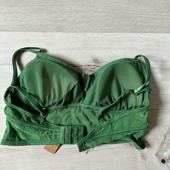 VICTORIA SECRET PINK BRALETTES & BRA TOP FLOCKED MESH BRALETTE FOREST PINE M NWT - Picture 7 of 7
